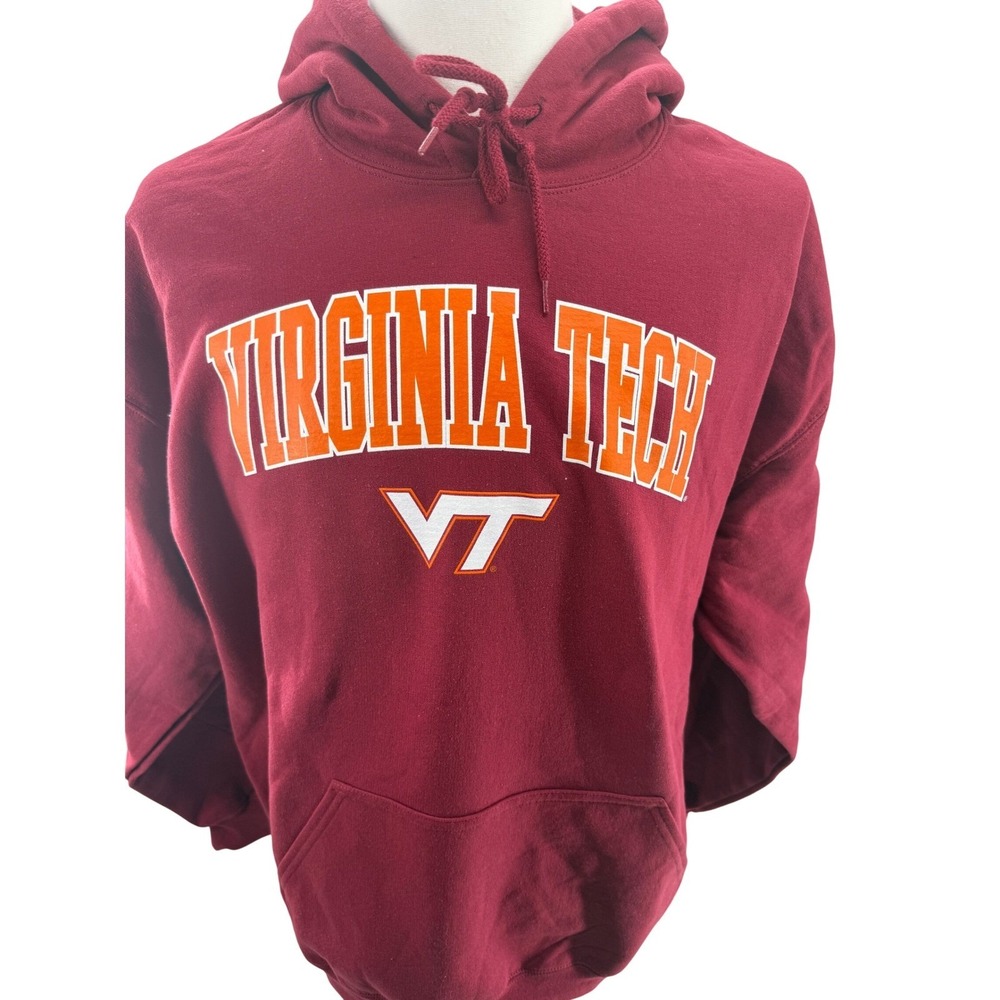 Captivating Mens Virginia Tech Hokies Hoodie Maroon Fleece Sweatshirt XL NEW